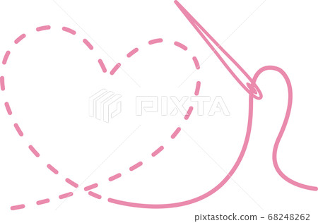手繪風格簡單線條心形刺繡圖 68248262