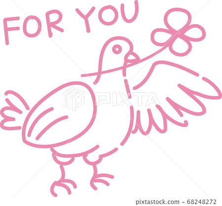 拿著一隻簡單的線三葉草在手繪風格的鴿子的插圖 68248272