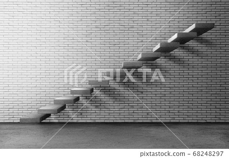 Concrete or bare mortar staircase on brick wall texture background. 68248297