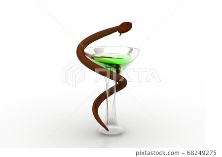 Medical symbol - snake with glass on white Medical symbol - snake with glass on white 68249275