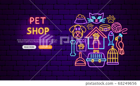 Pet Shop Neon Banner Design 68249656