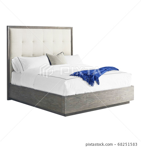 Bed Isolated On White Background King Size Stock Photo 68251583 Pixta Bed Isolated On White Background King, King Platform Bed With Tufted Headboard