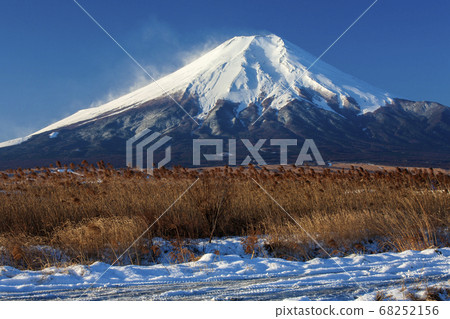 從南原原看的白雪皚皚的冬季富士 從南原原看的白雪皚皚的冬季富士 68252156