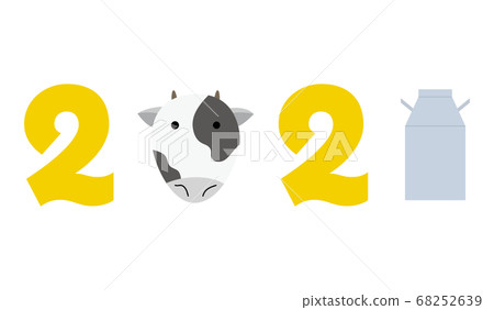Illustration of the year with the icon of the Holstein cow Illustration of the year with the icon of the Holstein cow 68252639