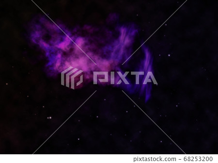 Distant flickering star array and cold cosmic nebula. 68253200