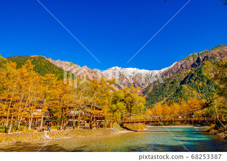 Kappa Bridge and Hotaka Mountain Range that symbolize the scenic ground highlands of Nagano Prefecture 68253387