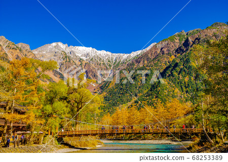 Kappa Bridge and Hotaka Mountain Range that symbolize the scenic ground highlands of Nagano Prefecture 68253389