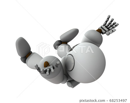 因意外事故而摔倒的機器人。 3D渲染。 68253497