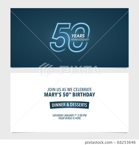 50 years anniversary invitation vector illustration. Template design element for 50th birthday 68253646