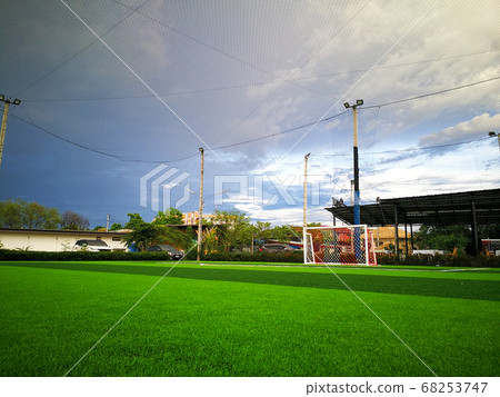 Football field, astro turf surface. Close up of Football field, astro turf surface. Close up of 68253747