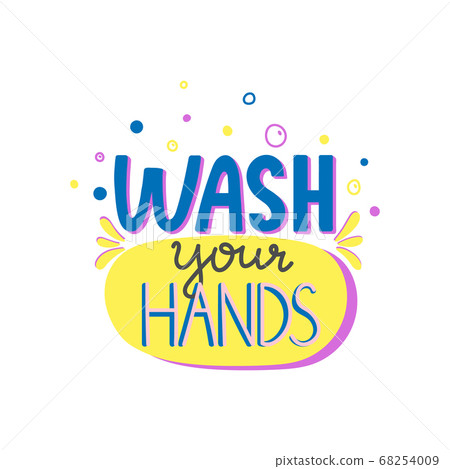 Wash your hands lettering. Unique hand written 68254009