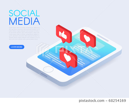 Social chat concept with isometric phone and 68254169