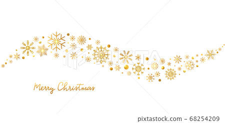 Golden snowflakes wave. Glitter gold border with Golden snowflakes wave. Glitter gold border with 68254209