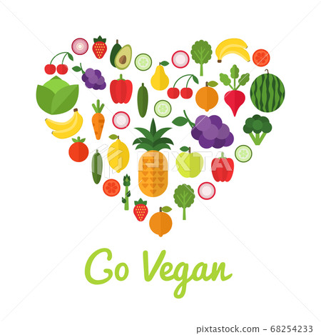 Healthy food concept. Go vegan design. Heart shape 68254233