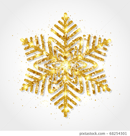 Glitter gold snowflake on white background. - Stock Illustration ...