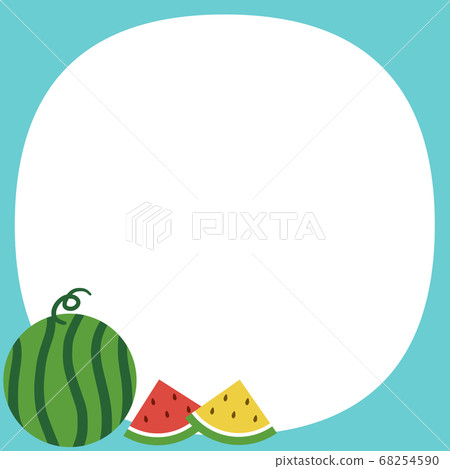 Watermelon frame square blue - Stock Illustration [68254590] - PIXTA