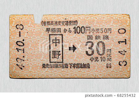 [軟票]早稻田至中野的地鐵票 68255432