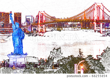 Rainbow Bridge Colored Pencil Illuminated In Stock Illustration