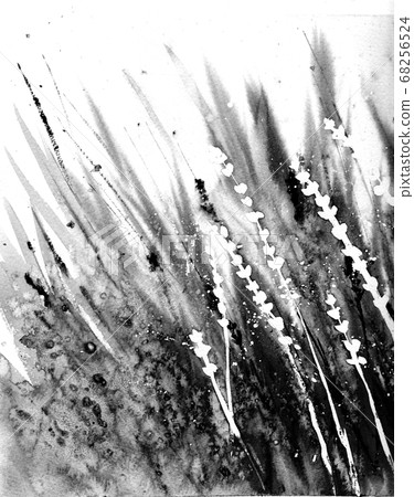 Abstract grass in the wind. Gray, black and white colors. Monochrome background 68256524