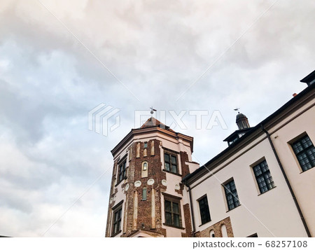 Towers and spiers of a high medieval stone 68257108