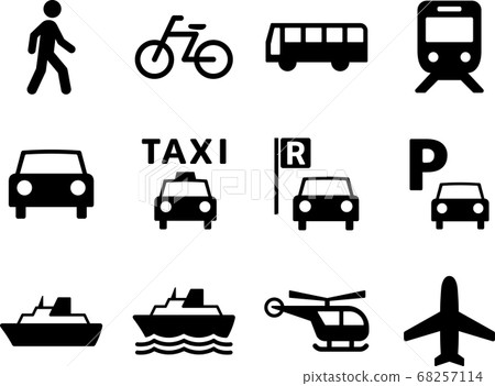 Pictogram set of transportation (single color ver.) Pictogram set of transportation (single color ver.) 68257114