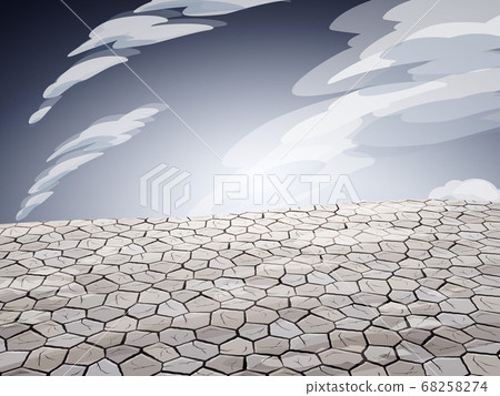 Wasteland background _ landscape illustration of dry and cracked earth _ night Wasteland background _ landscape illustration of dry and cracked earth _ night 68258274
