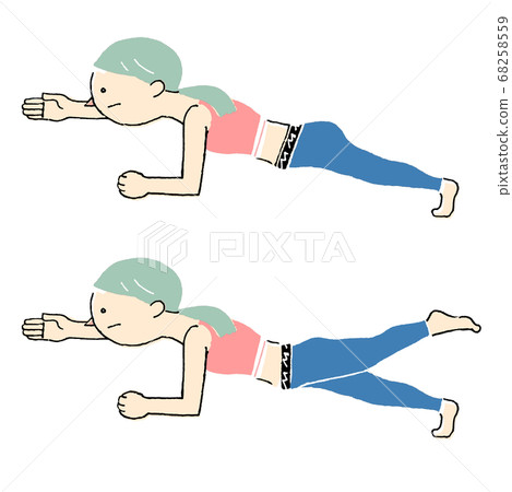 Muscle training (one hand, one foot plank) Muscle training (one hand, one foot plank) 68258559