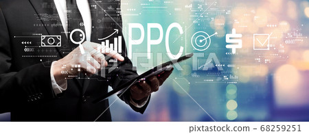 PPC - Pay per click concept with businessman 68259251