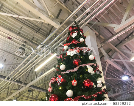 Festive green beautiful elegant Christmas tree Festive green beautiful elegant Christmas tree 68259252