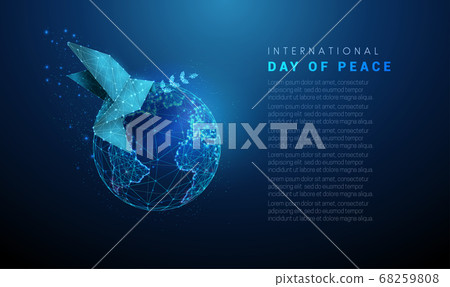 Abstract paper origami bird with olive branch and planet earth 68259808