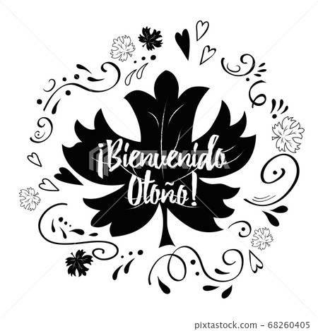 Hello autumn hand lettering phrase with black 68260405