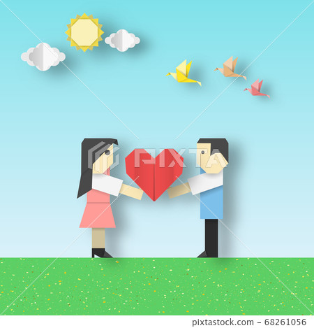 Happy Love Origami Scene 68261056