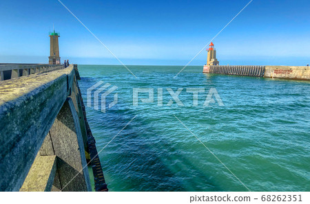 Lighthouses and guidance at the entrance of the Port of Fecamp Lighthouses and guidance at the entrance of the Port of Fecamp 68262351