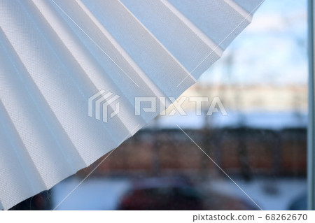 White curved semi-circular fan of cloth, paper 68262670