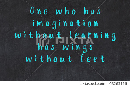 Chalk inscription of smart quote on black desk 68263116