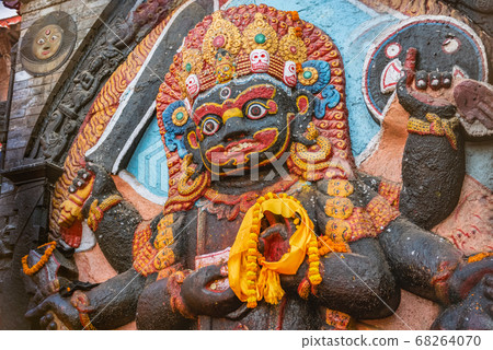 Six Armed Mahakala or Kal Bhairav statue in Durbar Square Kathmandu,Nepal. Six Armed Mahakala or Kal Bhairav statue in Durbar Square Kathmandu,Nepal. 68264070