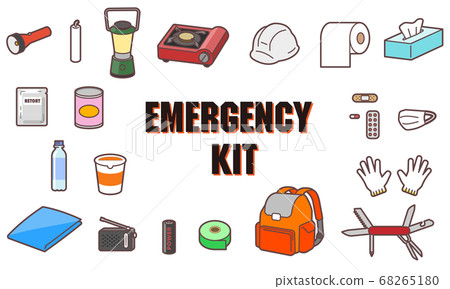 Illustration of disaster prevention goods such as masks Illustration of disaster prevention goods such as masks 68265180