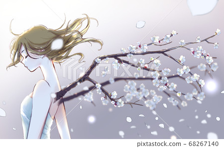 A woman with plum branches growing from her back 68267140