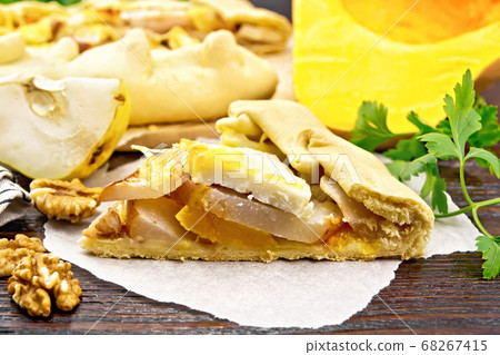 Galeta of pumpkin and pear on dark board 68267415