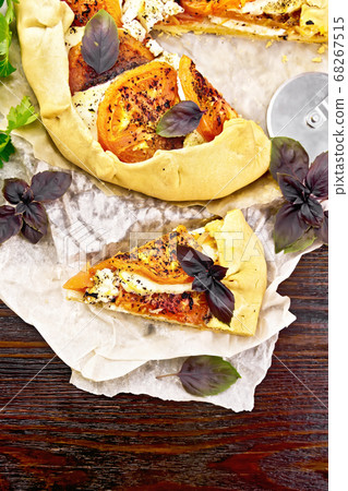 Galeta with tomato and cheese on parchment top 68267515