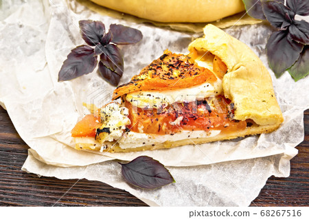 Galeta with tomato and cheese on table 68267516