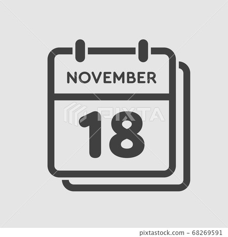 Calendar icon day 18 November, template icon day 68269591