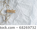 thank you craft brown tag and recycle craft wire on white crumpled paper with copy space , idea for background, banner 68269732