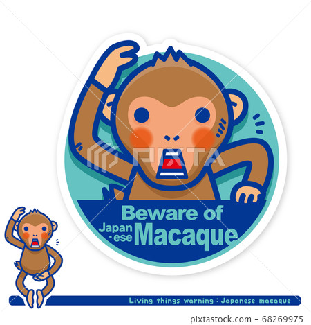 Ikimono警告:日本猴困擾警告標誌(英語) Ikimono警告:日本猴困擾警告標誌(英語) 68269975