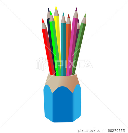 pencil holder with colored pencils, vector image pencil holder with colored pencils, vector image 68270555