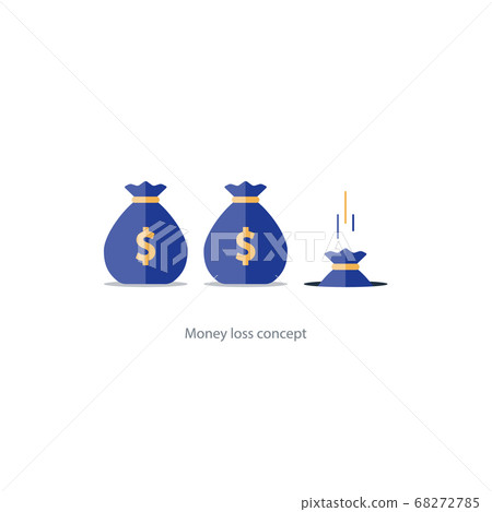 Money loss concept, falling sack in hole 68272785