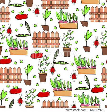 Gardening seamless pattern with garden elements 68272978
