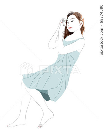 Young woman with long hair taking a nap Young woman with long hair taking a nap 68274390