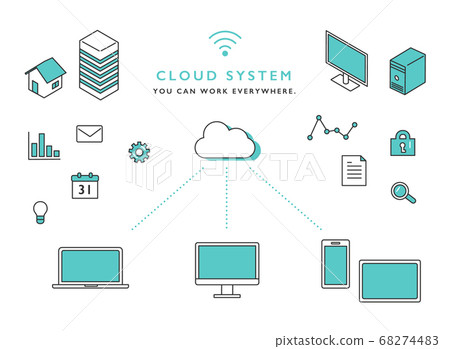 Cloud system image illustration material Cloud system image illustration material 68274483