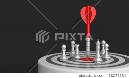 Arrow on center dartboard with chess, strategy Arrow on center dartboard with chess, strategy 68274584